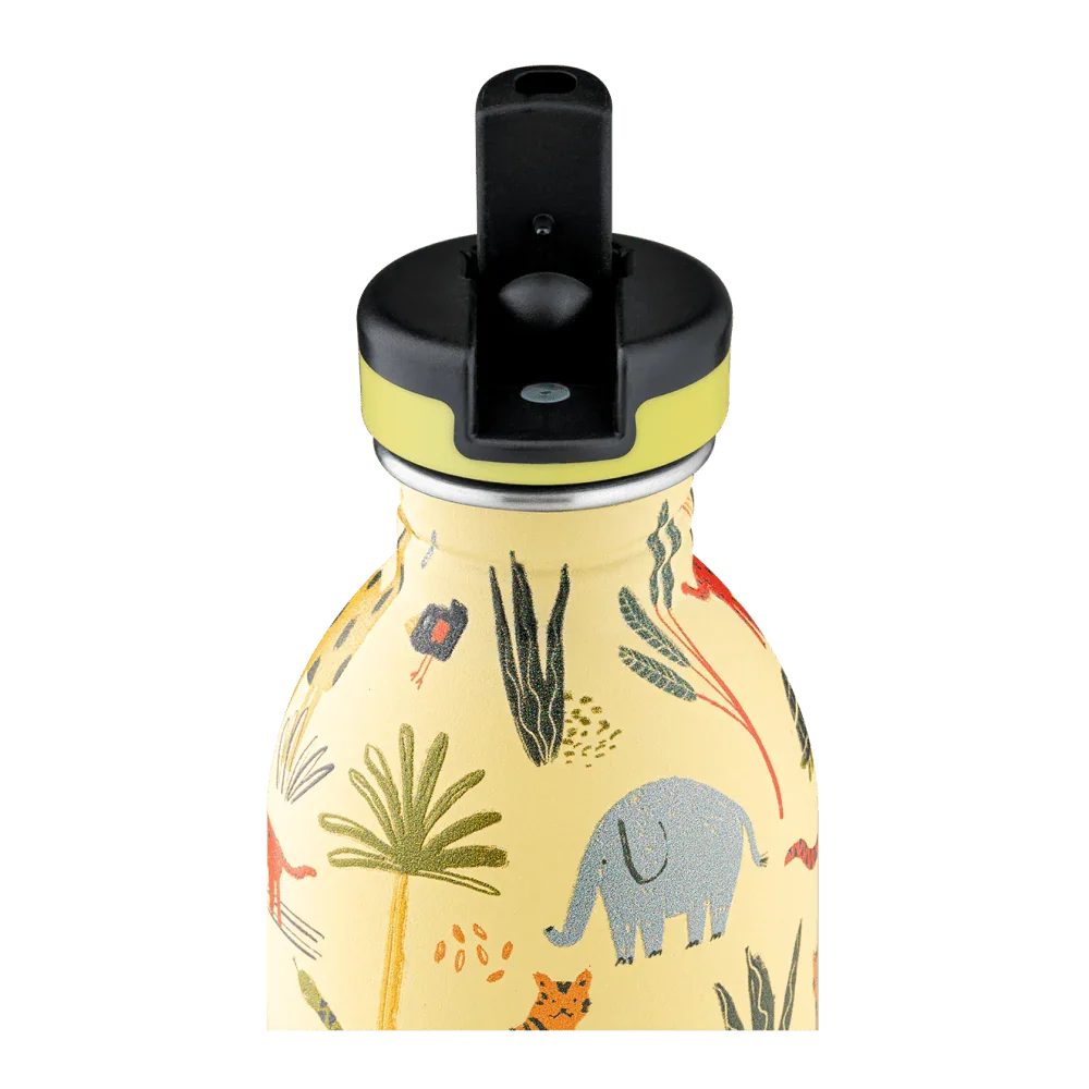 24BOTTLES® Kids Urban 330ml Rozsdamentes Acél Clima Kulacs Szívószálas Kupakkal - Jungle Friends - 24Bottles - Kulacs - OduStore