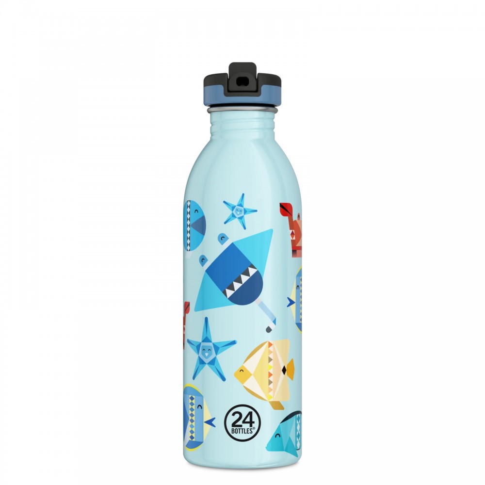 24Bottles® Kids Urban Rozsdamentes Acél Kulacs Szívószálas Kupakkal - Sea Friends