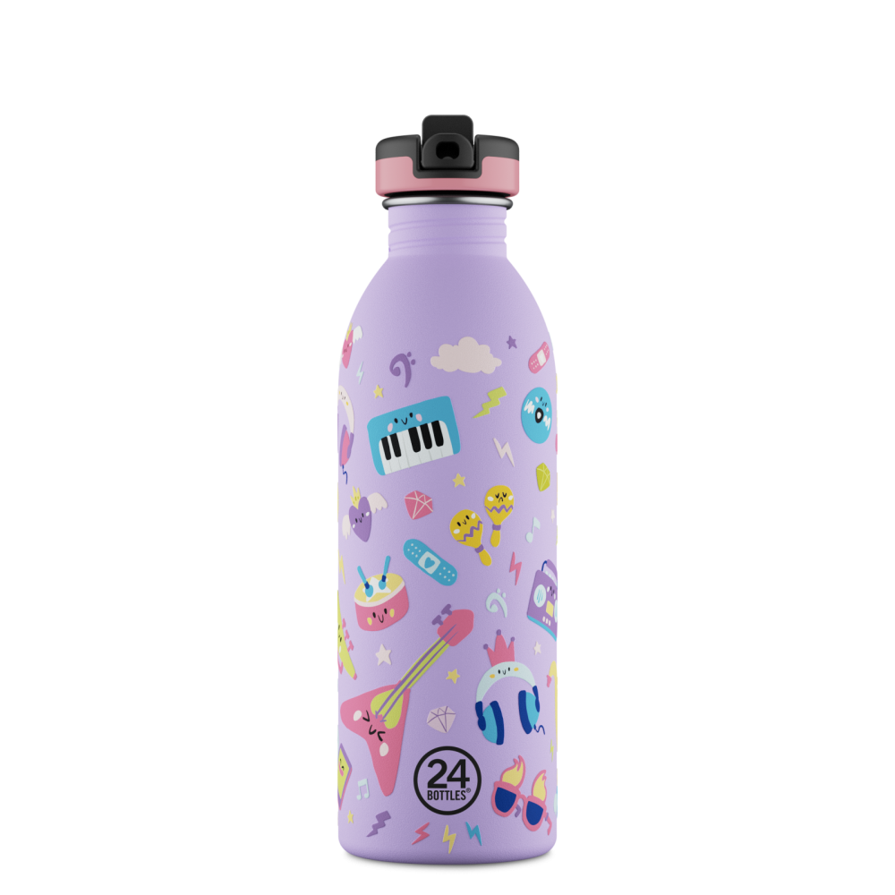 24BOTTLES® Kids Urban Rozsdamentes Acél Kulacs Szívószálas Kupakkal - Music Friends