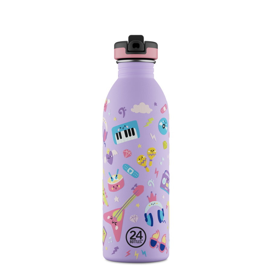 24BOTTLES® Kids Urban Rozsdamentes Acél Kulacs Szívószálas Kupakkal - Music Friends