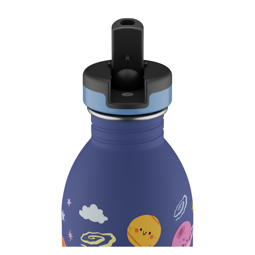 24BOTTLES® Kids Urban Rozsdamentes Acél Kulacs Szívószálas Kupakkal - Space Friends