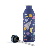 24BOTTLES® Kids Urban Rozsdamentes Acél Kulacs Szívószálas Kupakkal - Space Friends