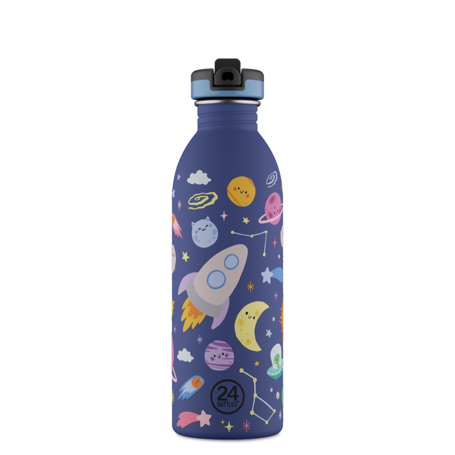 24BOTTLES® Kids Urban Rozsdamentes Acél Kulacs Szívószálas Kupakkal - Space Friends