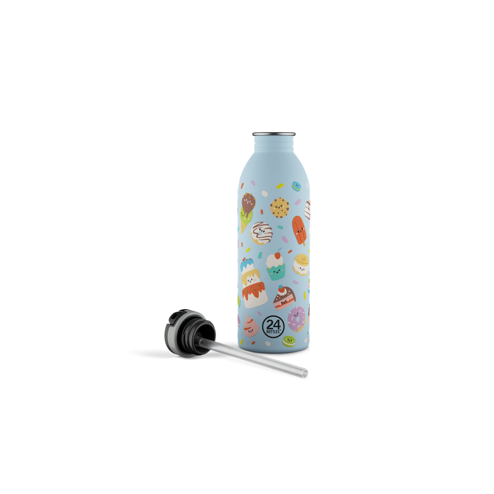 24BOTTLES® Kids Urban Rozsdamentes Acél Kulacs Szívószálas Kupakkal - Sweet Friends