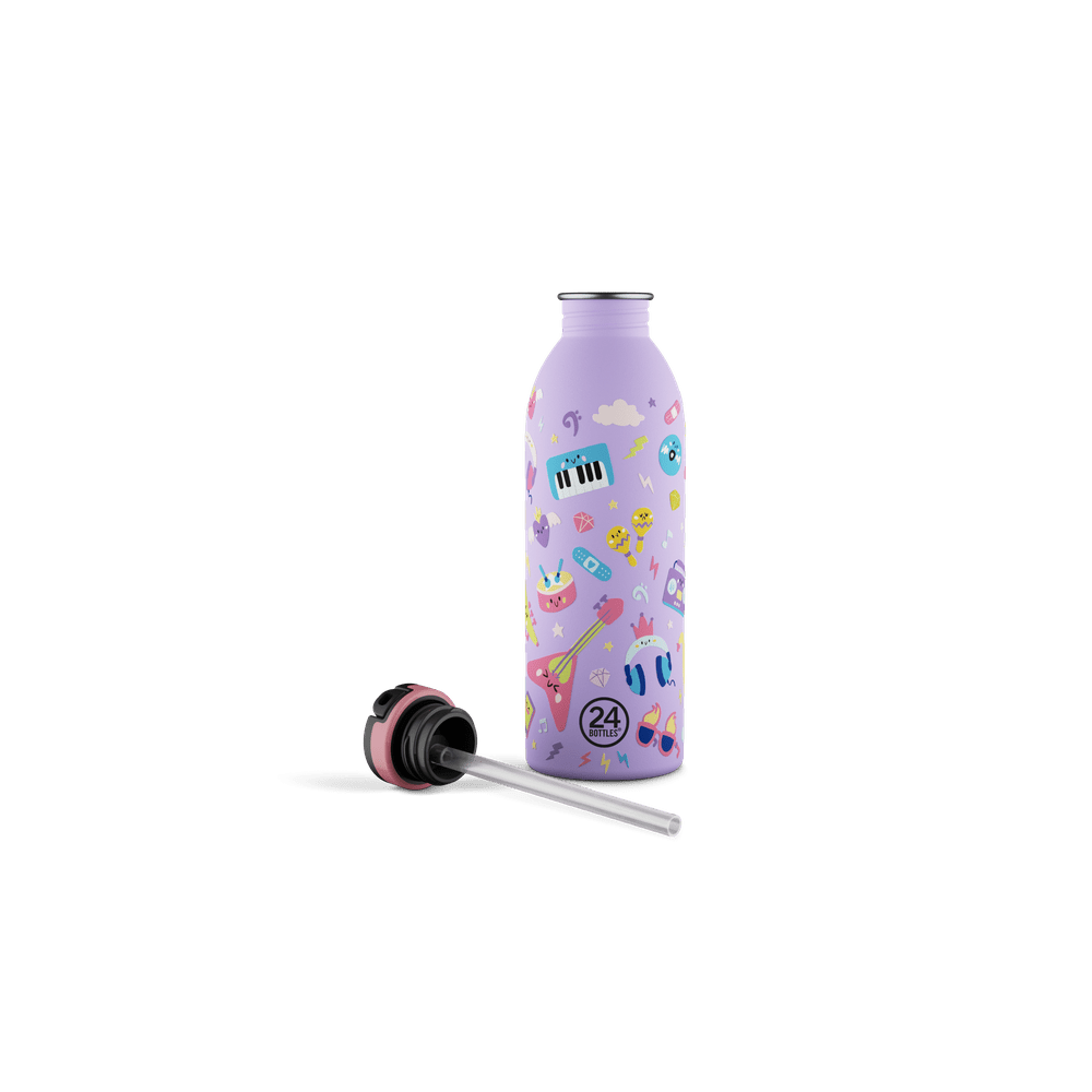 24BOTTLES® Kids Urban Rozsdamentes Acél Kulacs Szívószálas Kupakkal - Music Friends - 24Bottles - Kulacs - OduStore