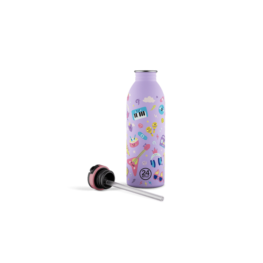 24BOTTLES® Kids Urban Rozsdamentes Acél Kulacs Szívószálas Kupakkal - Music Friends - 24Bottles - Kulacs - OduStore