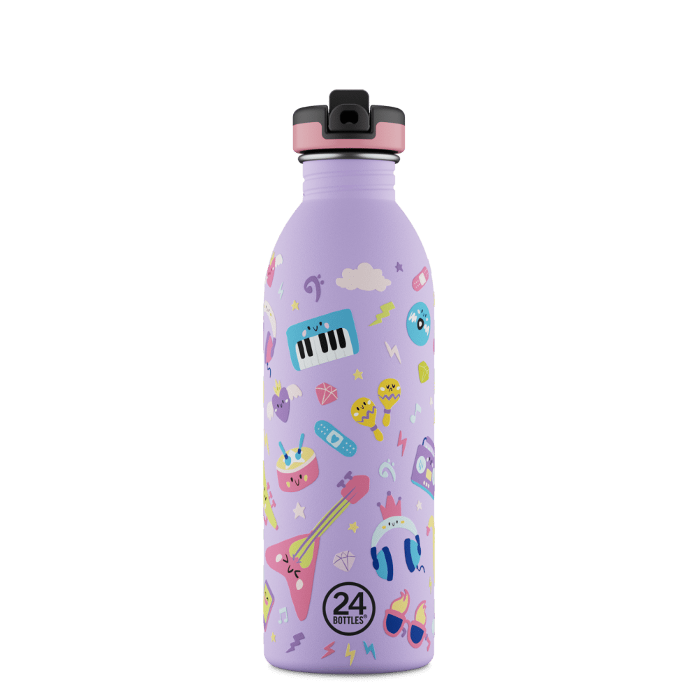 24BOTTLES® Kids Urban Rozsdamentes Acél Kulacs Szívószálas Kupakkal - Music Friends - 24Bottles - Kulacs - OduStore