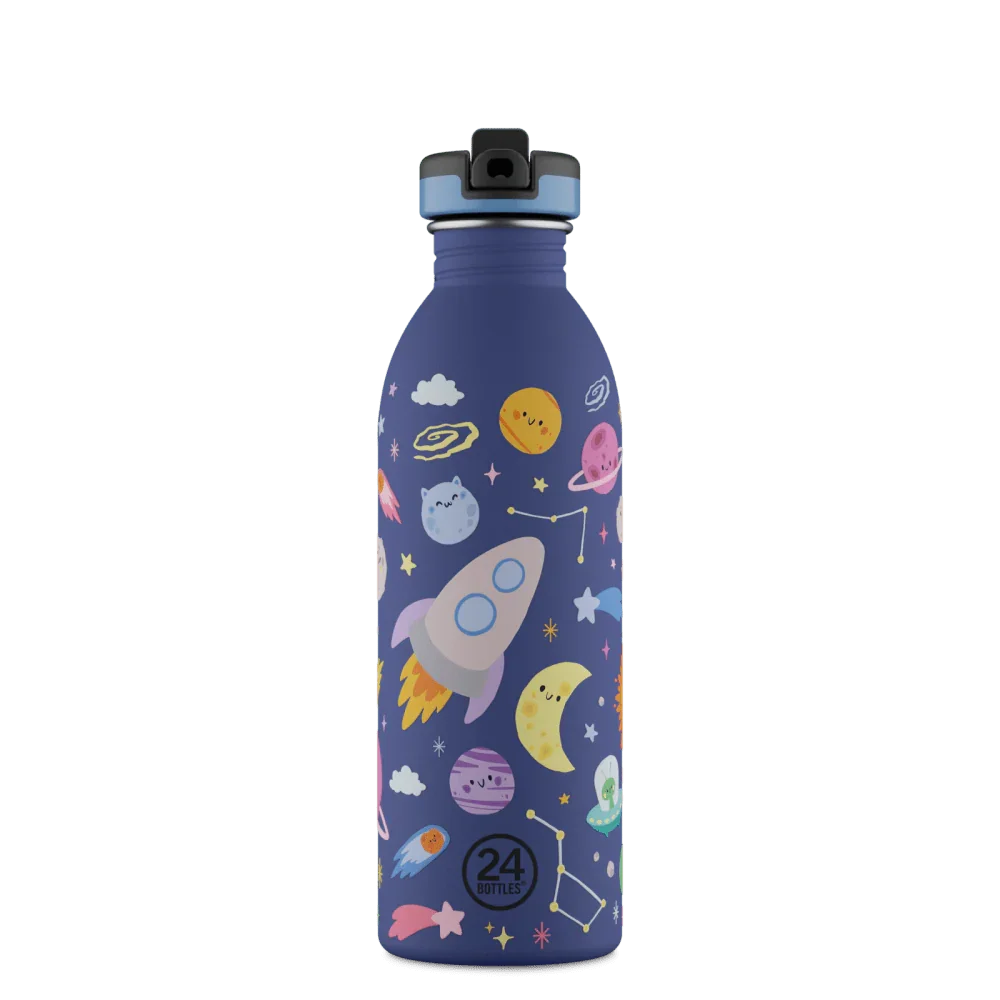 24BOTTLES® Kids Urban Rozsdamentes Acél Kulacs Szívószálas Kupakkal - Space Friends - 24Bottles - Kulacs - OduStore