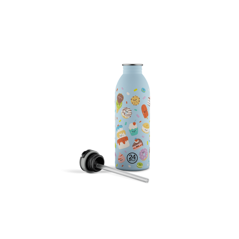 24BOTTLES® Kids Urban Rozsdamentes Acél Kulacs Szívószálas Kupakkal - Sweet Friends - 24Bottles - Kulacs - OduStore