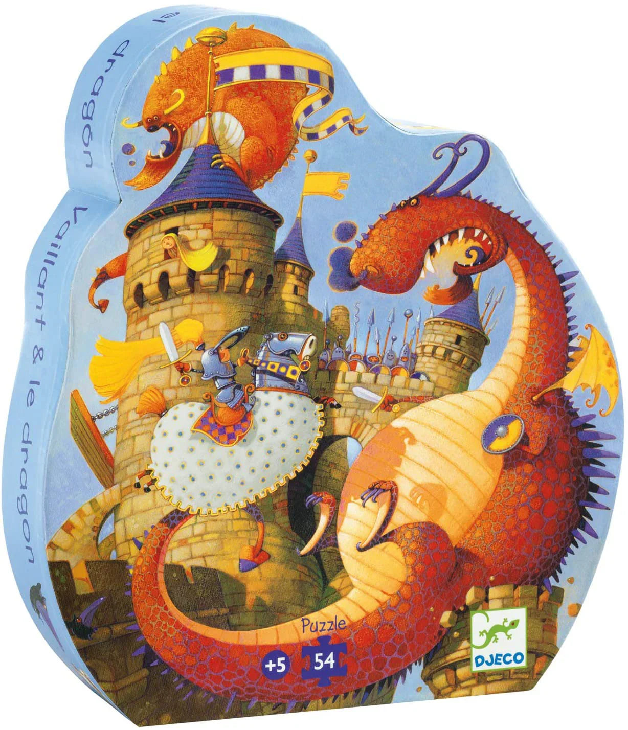 Lovagos és sárkányos gyerek puzzle doboz, 54 darabos, kreatív játék, Djeco márka