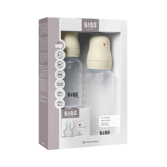 Bibs® Cseperedő cumisüveg készlet 150/270 ml- Krémfehér