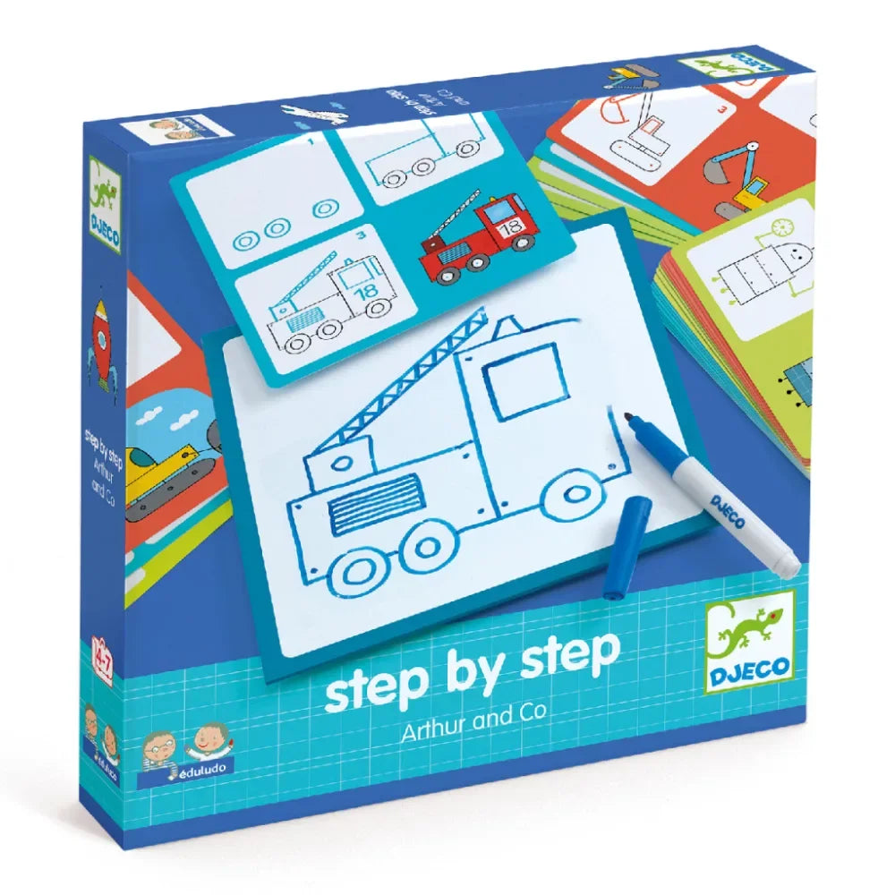 Djeco Drawing Step by Step - Vehicles - Step by Step Arthur and Co