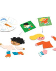 Gyerek puzzle játék színes figurákkal, forgatható tárcsával és kártyákkal