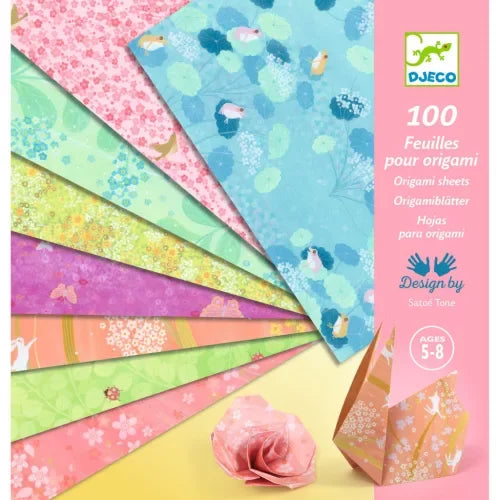 Djeco origami papír, színes mintás lapok, kreatív játék gyerekeknek 5-8 év