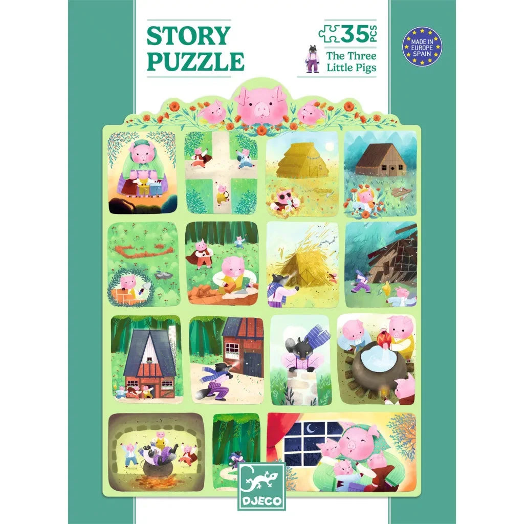 Három kismalac mesés puzzle, 35 darabos, gyerekeknek, illusztrált képekkel