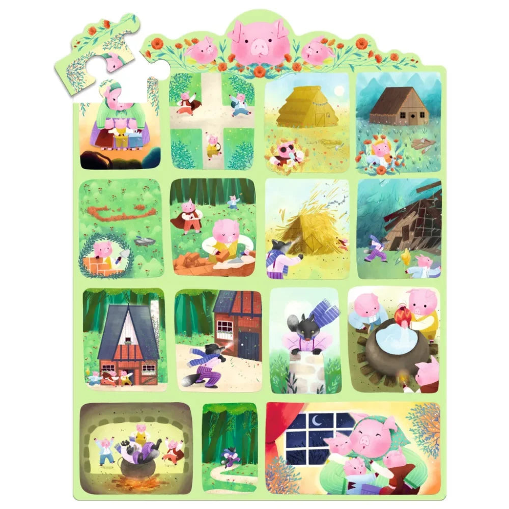 Djeco Story Puzzle - The Three Little Pigs, 35 pcs
