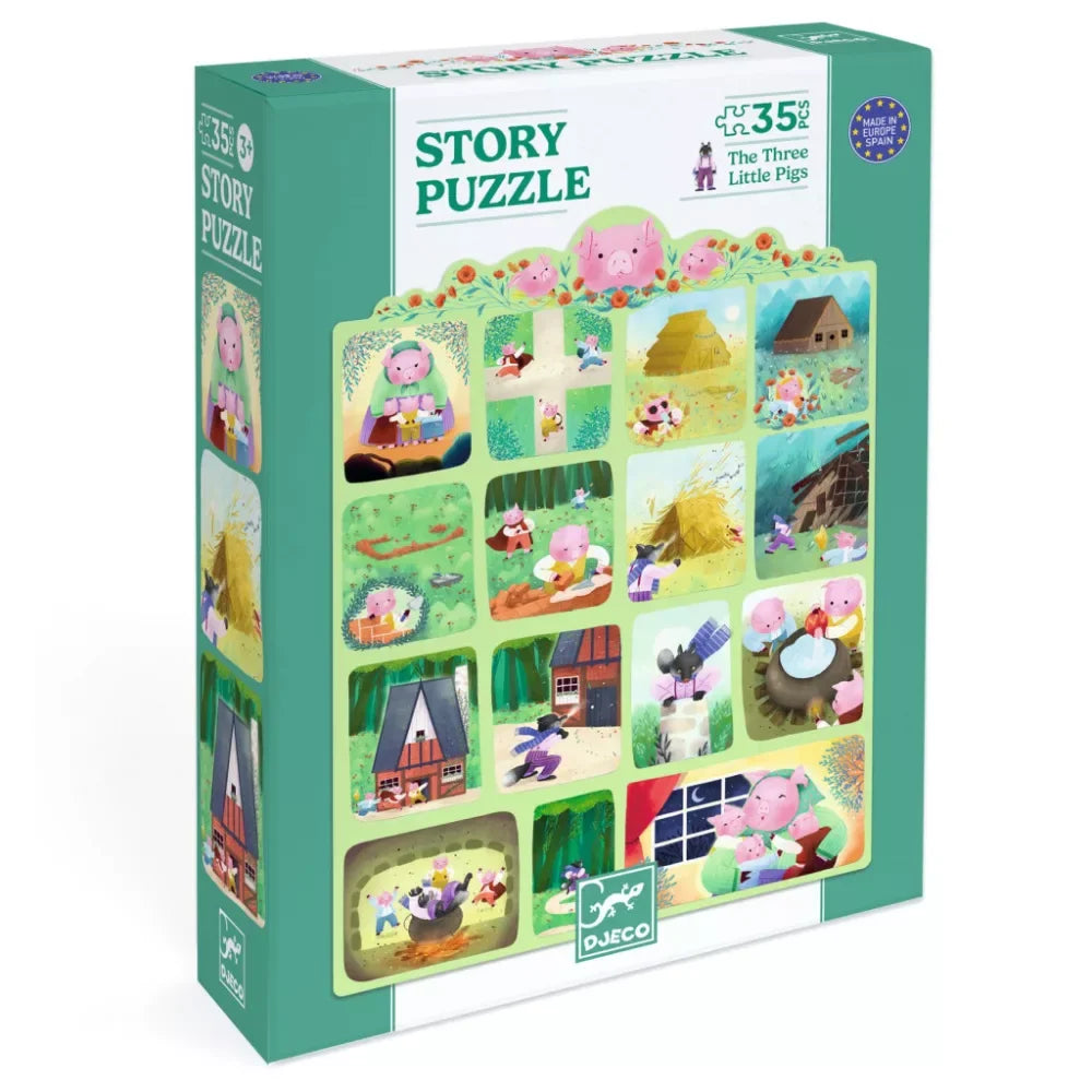 Djeco Story Puzzle - The Three Little Pigs, 35 pcs