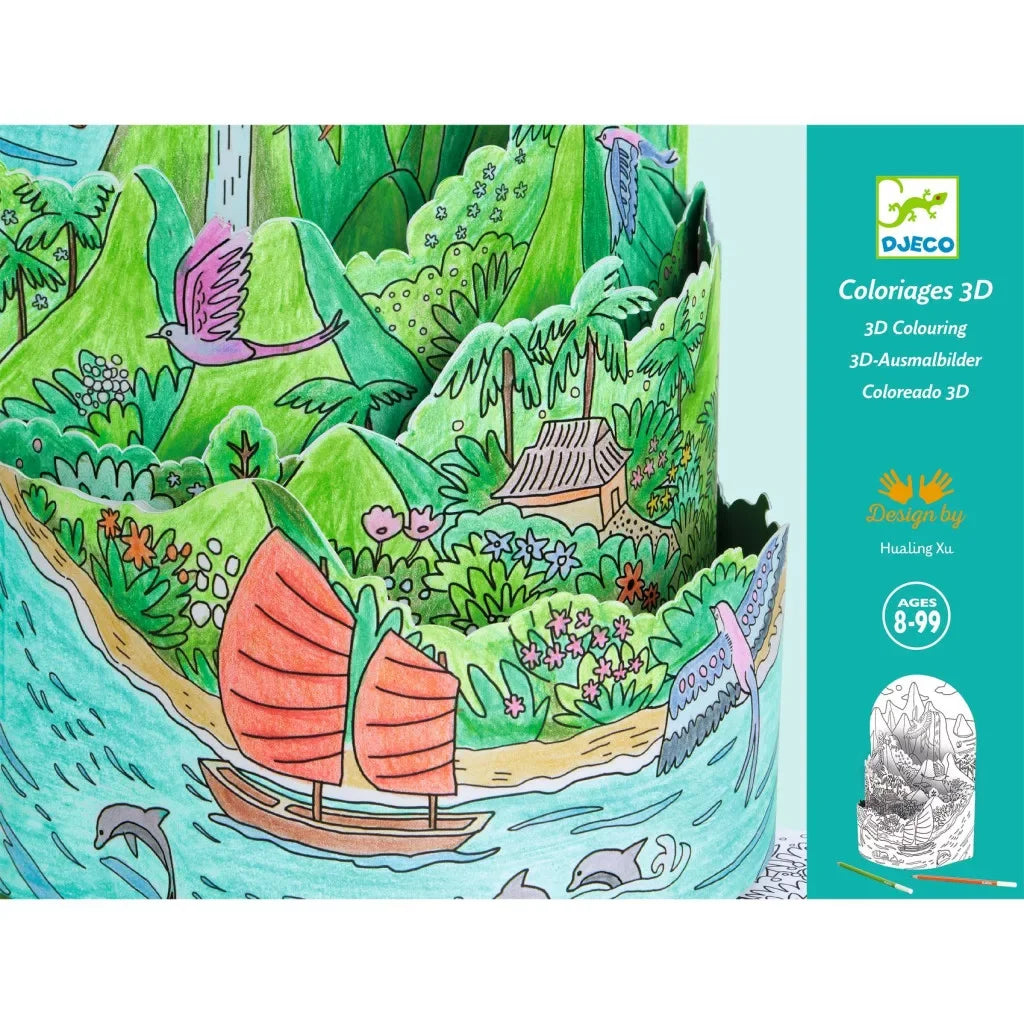 Színes 3D kreatív színező, delfines, madaras, hajós tájjal, gyerek kézműves játék