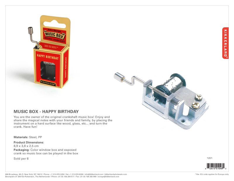 Kidoki Happy Birthday Crank Music Box – Felhúzós zenélődoboz
