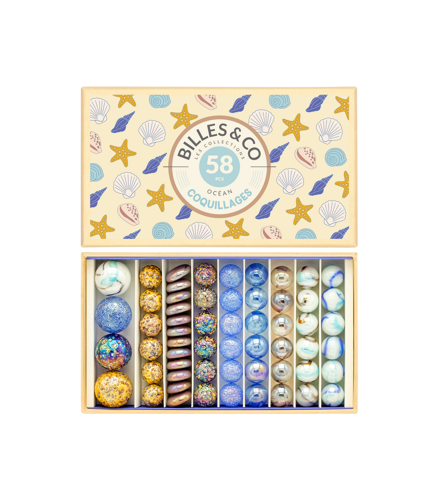 Billes & Co.® Ocean Coquillages™ Üveggolyó Box