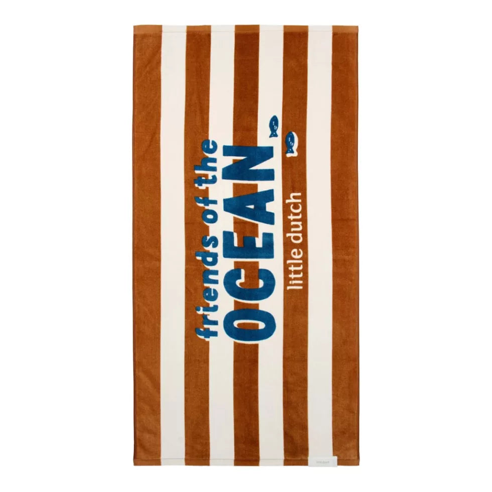 Little Dutch Strandtörölköző - Ocean World Brown Stripe - 60cm X 120cm