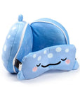 Puckator Travel Pillow with Eye Mask - Aoi Whale Shark - Cute Animals