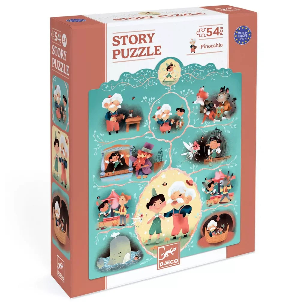 Pinokkió mese puzzle 54 darabos, színes illusztrációkkal, gyerekeknek