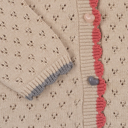 Konges Sløjd® Ellen knit cardigan - sand collar