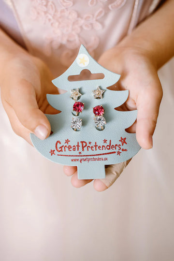 Great Pretenders® Holiday Pleather Tree fülbevaló