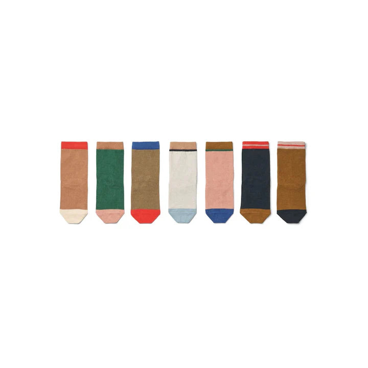 Liewood®Silas Zokni szett 7 pack - Rose multi mix