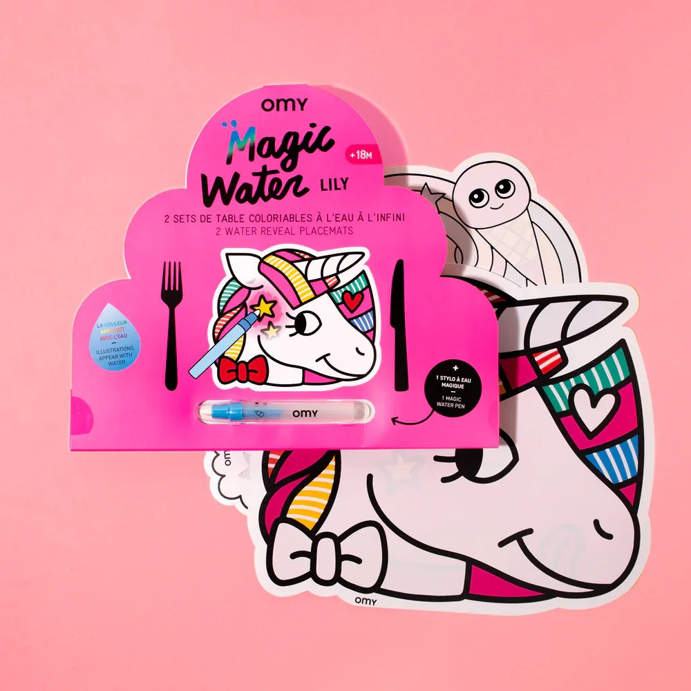 Varázs vízzel színezhető unikornis szett, gyerek kreatív játék, színes hátterű termékfotó