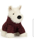 JellyCat Munro Scottie Dog in a winter sweater