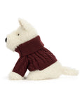 JellyCat Munro Scottie Dog in a winter sweater