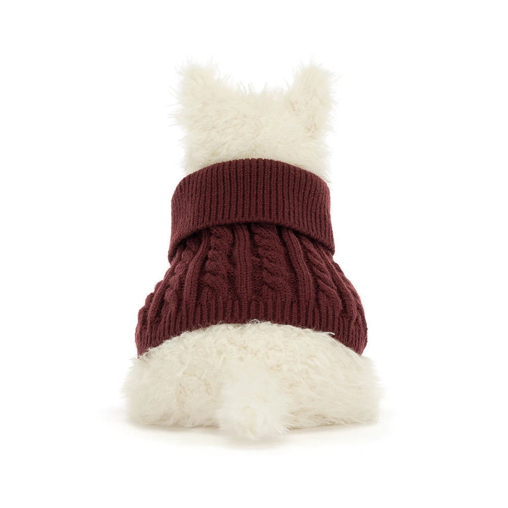 JellyCat Munro Scottie Dog in a winter sweater
