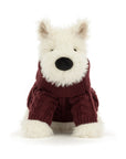 JellyCat Munro Scottie Dog in a winter sweater