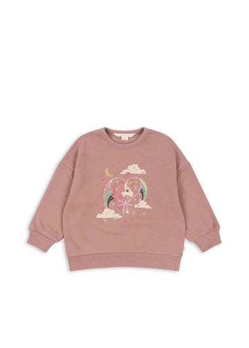 Konges Slojd® Lou Sweat glitteres pulóver - mahogany rose