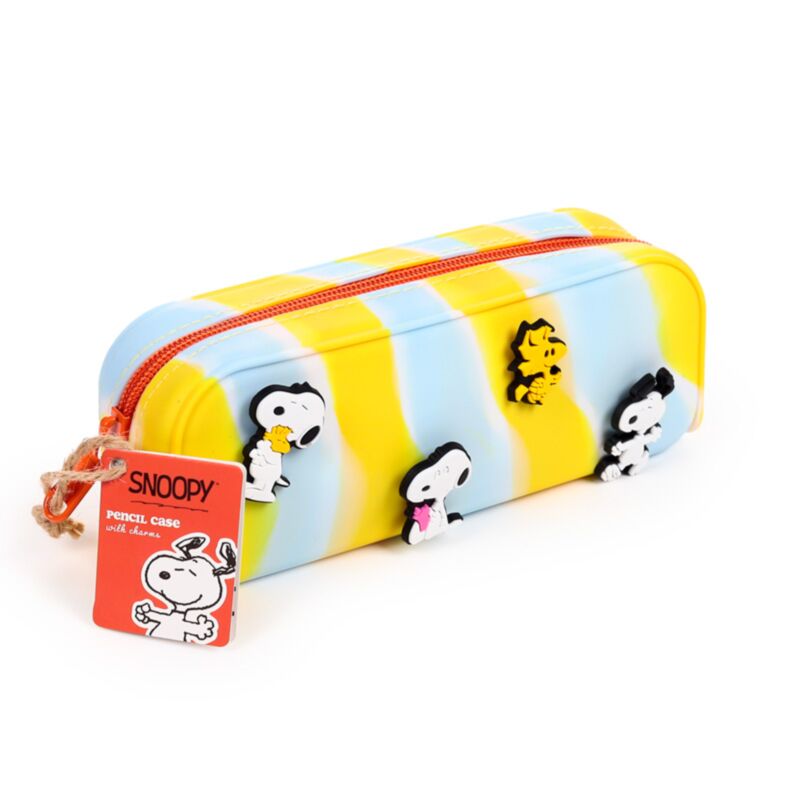 Szilikon fekvő tolltartó díszekkel- Snoopy &amp; Woodstock - Peanuts