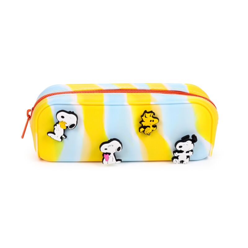 Szilikon fekvő tolltartó díszekkel- Snoopy &amp; Woodstock - Peanuts