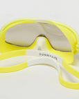 Gyerek sárga úszószemüveg átlátszó lencsével, fehér-pántos, SUNNYLiFE logóval