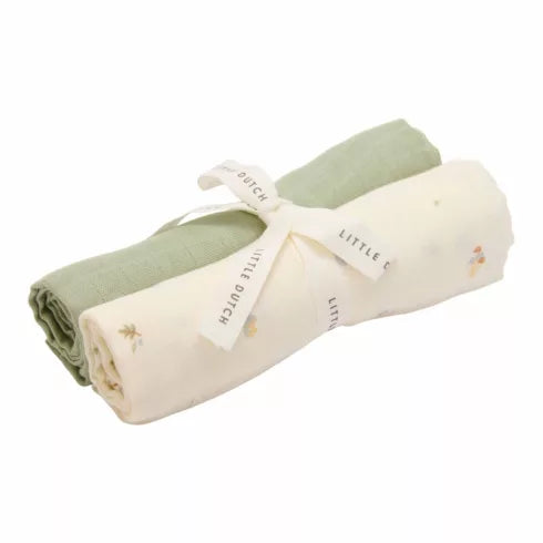 Little Dutch® Muszlin textilpelenka 70x70 cm 2 db - Forest Treasures & Sage