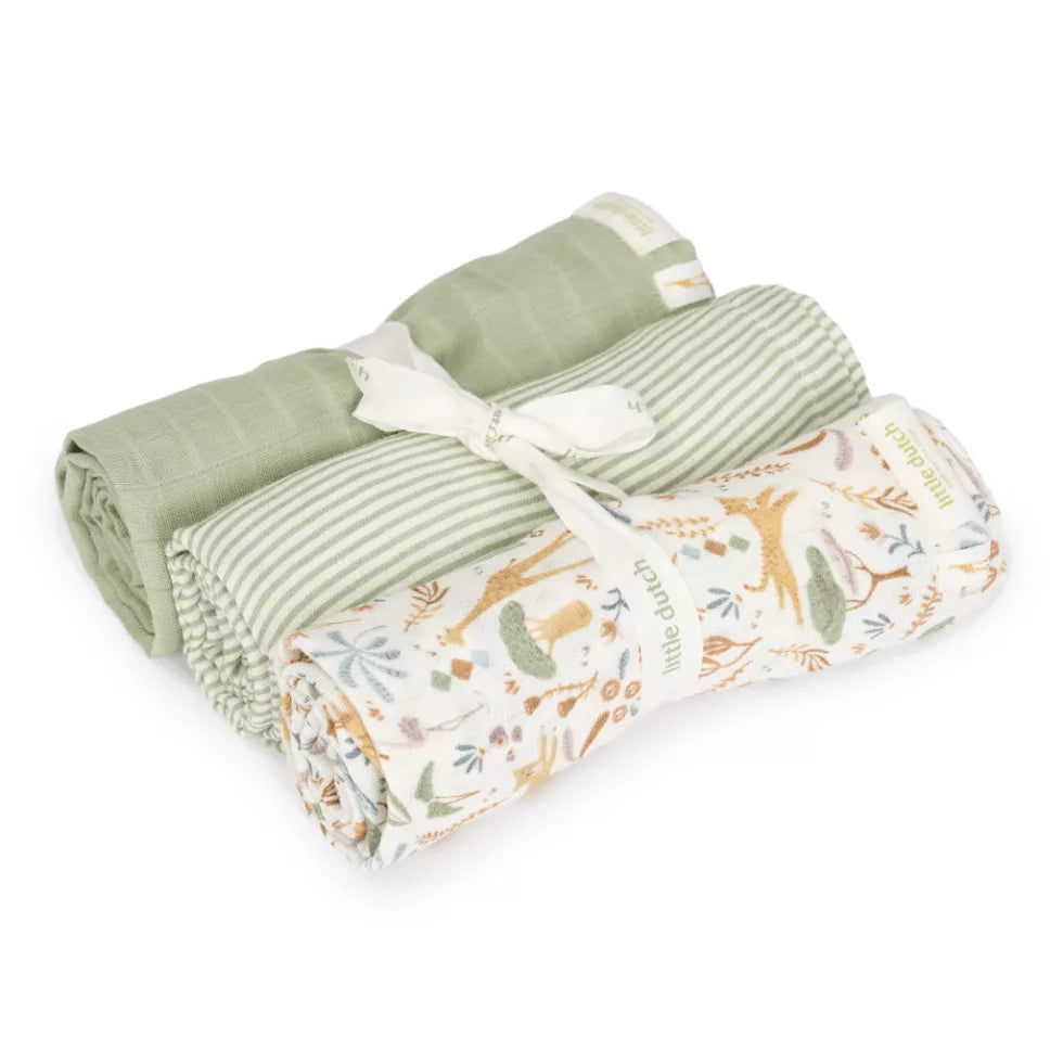 Little Dutch Muszlin textilpelenka 70x70 cm 3 db - Safari Wonders