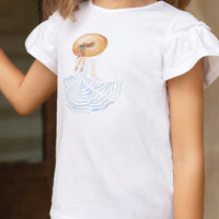 Tartine et Chocolat® Fodros rövid ujjú póló kalapos kislány - Bleuet