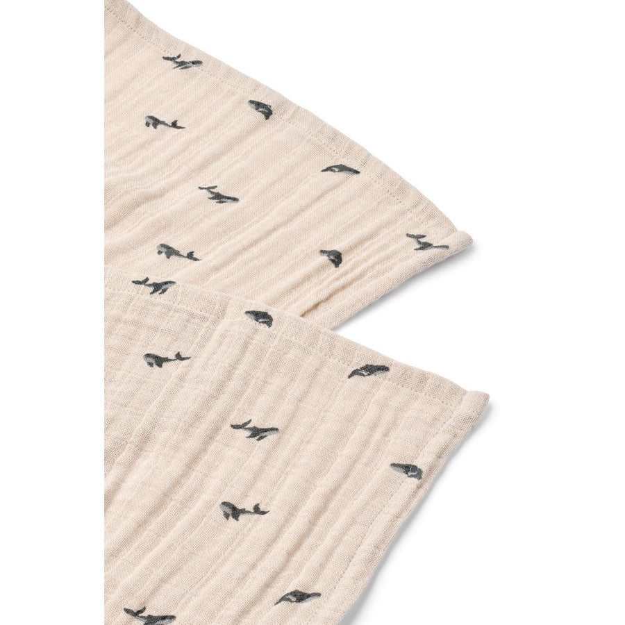 Liewood® Lewis Muslin Kendő - Mini Whale / Sandy