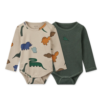 Liewood® Yanni Baby hosszú ujjú body 2 pack - Dinosaurs Mist / Forest green