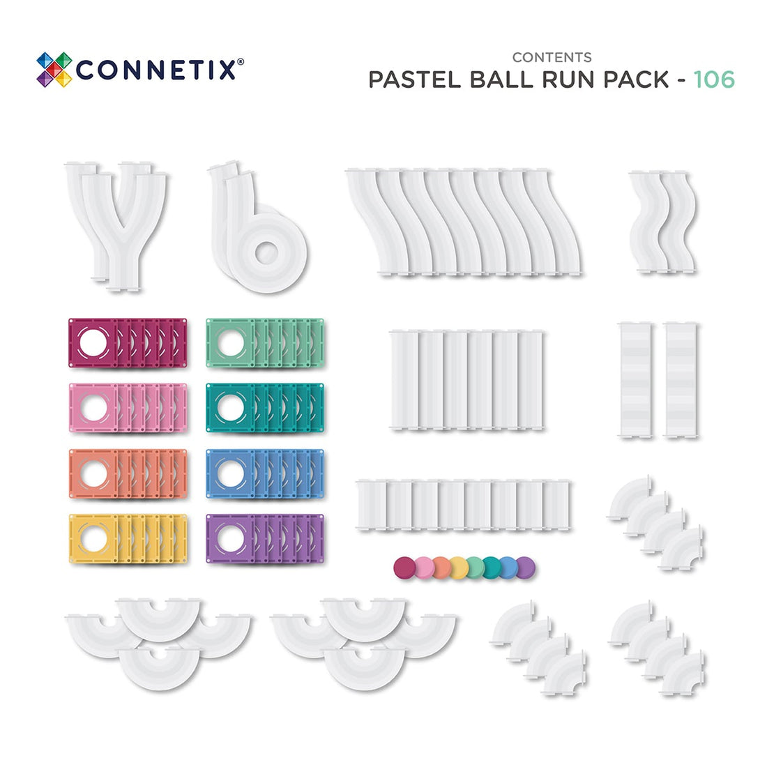 Connetix® Pastel Ball Run Pack 106 db - os - Connetix - Készségfejlesztők - OduStore
