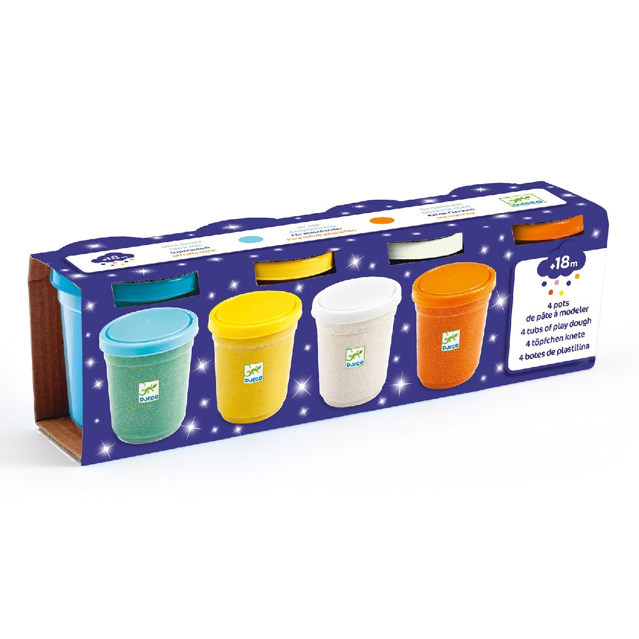 Djeco® Gyurma - Pillegyurma - 4 csillámos szín - 4 pots of glittery play dough - Djeco - Gyerekjátékok - OduStore