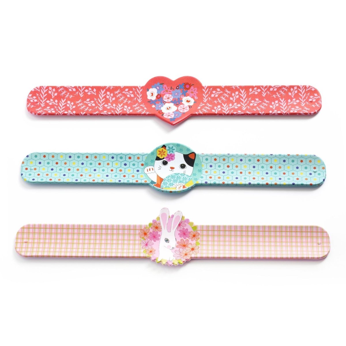 Djeco Rácsapós karkötő - Szív, Macsek, Nyúl - Slap bracelets heart,rabbit,cat - Djeco - Kiegészítő