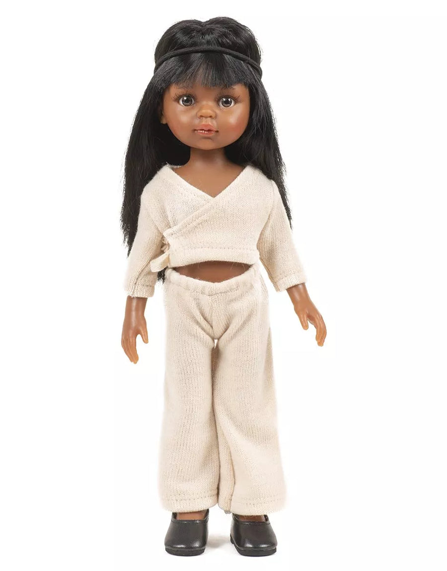 Minikane Játék Babaruha -Ensemble cache-coeur en tricot angora beige clair