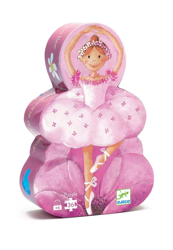Djeco puzzle doboz balerinával, rózsaszín, virágmintás, gyerekjáték 36 darabos