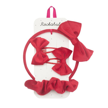 Rockahula® Velvet Bow School hajszett - Red